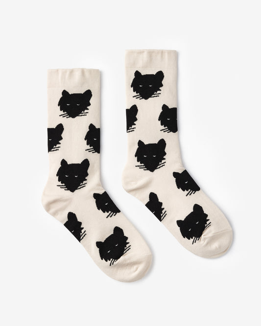 WOLF SOCKS - CREAM WHITE
