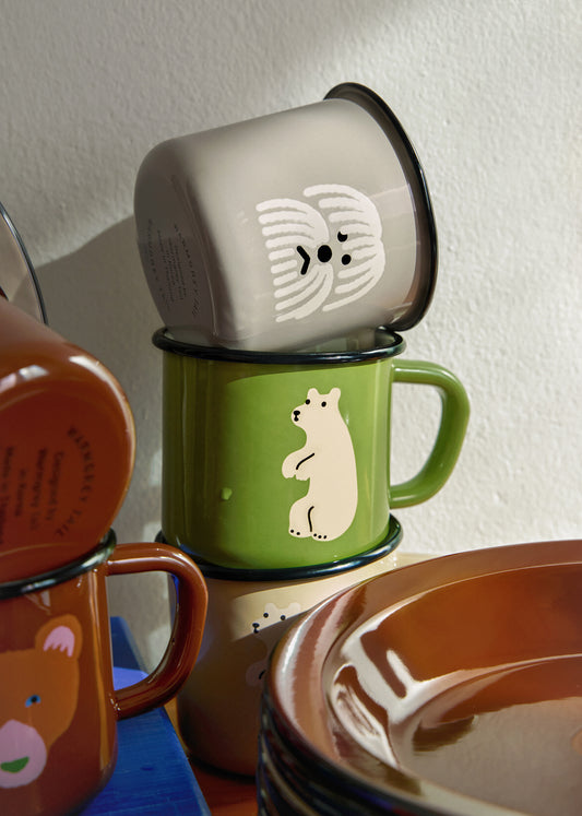 FLUFFY DOG WARMGREY ENAMEL MUG CUP