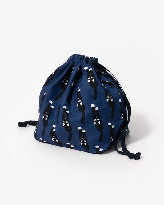 CAT COMING STRING POUCH - NAVY