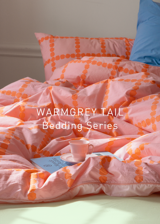 BLOSSOM CHECK CORAL DUVET COVER