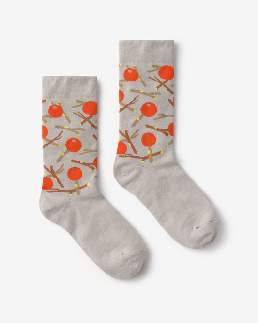 RED FRUIT SOCKS - GREY