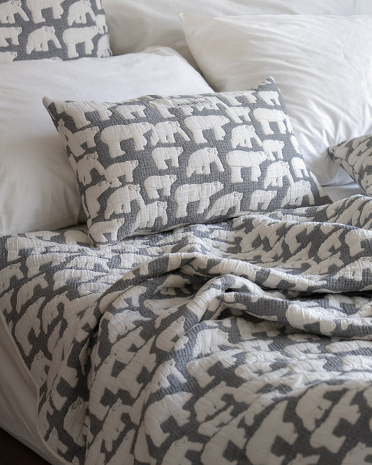 POLAR BEARS COTTON MODAL BLANKET - WARMGREY (2size)