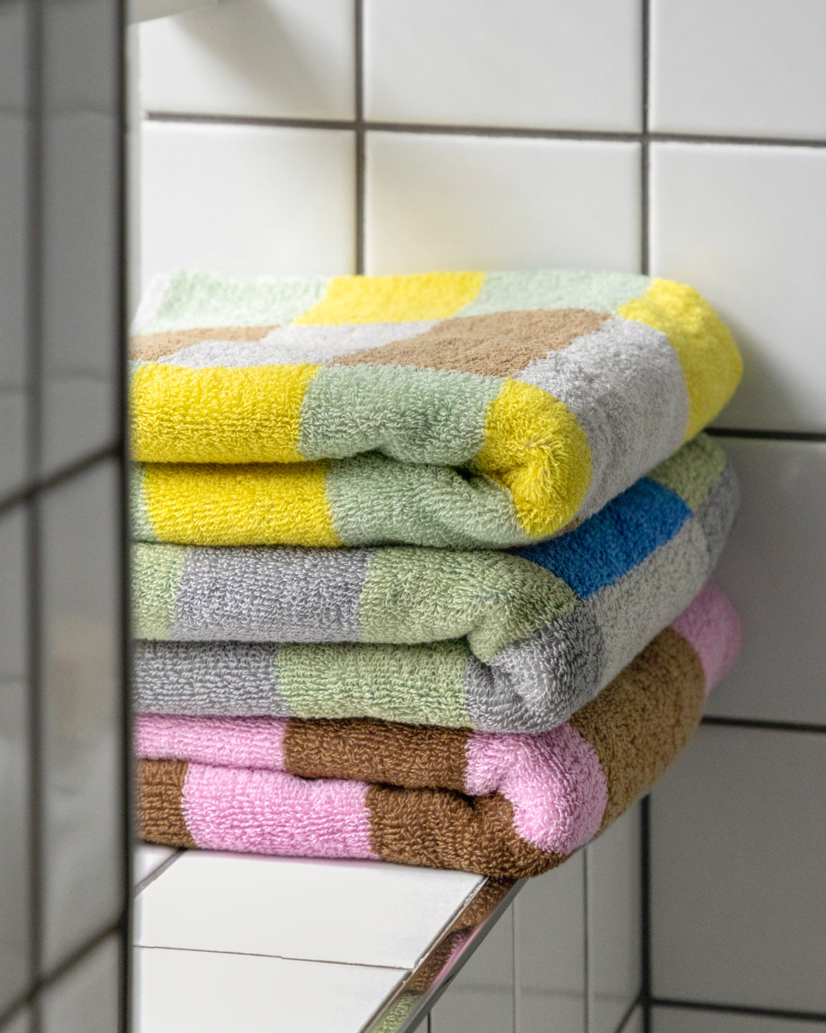 CHECK FACE TOWEL - KHAKI BLUE