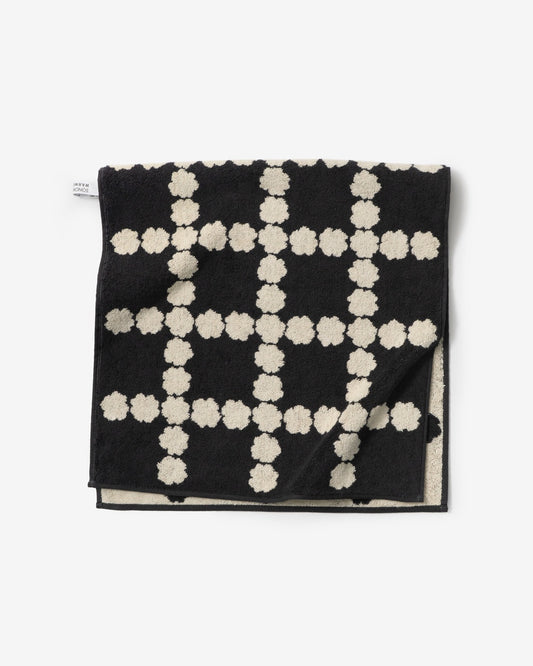 BLOSSOM CHECK FACE TOWEL - BLACK