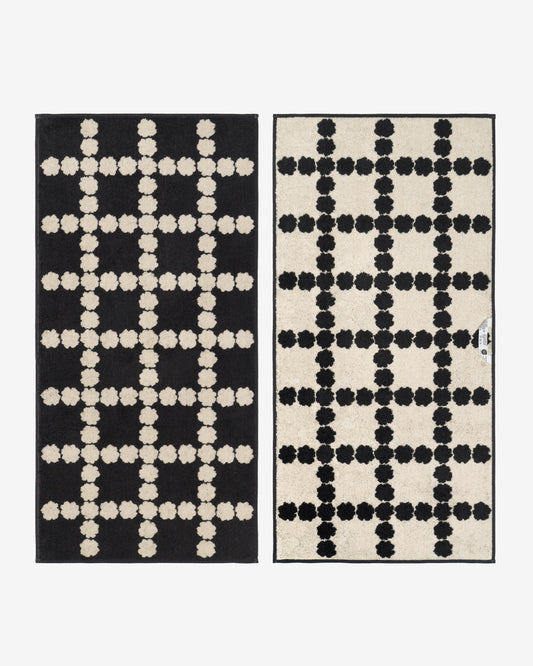 BLOSSOM CHECK FACE TOWEL - BLACK