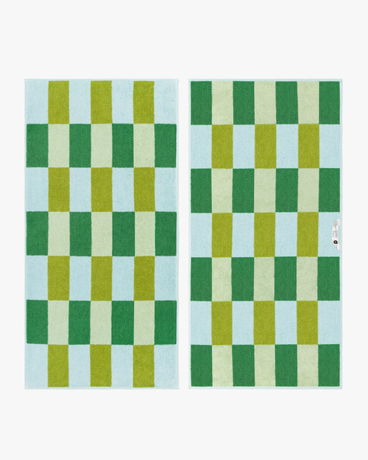 CHECK FACE TOWEL - GREEN GREEN