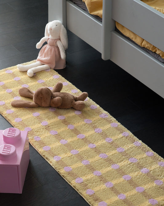 DOT CHECK RUG - LAVENDER ON SAND 140x45