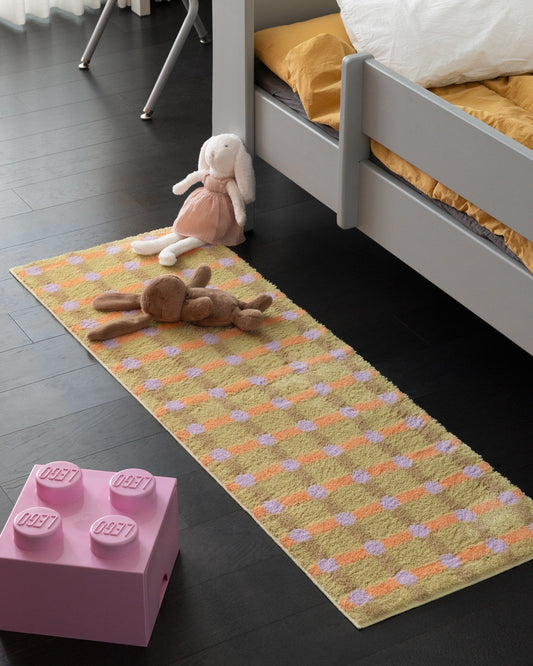 DOT CHECK RUG - TANGERINE ON SAND 140x45