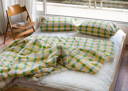 DOT CHECK GREEN ON BEIGE SUMMER COMFORTER