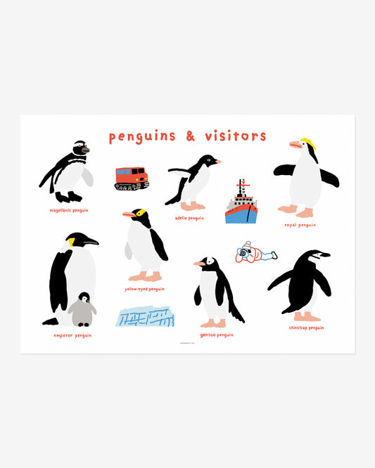 PENGUINS & VISITORS POSTER