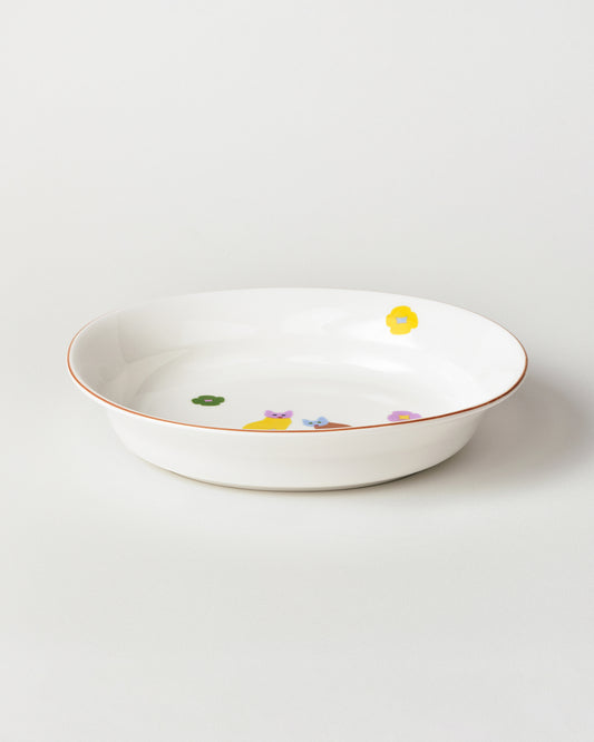 CATS & FLOEWRS OVAL BOWL