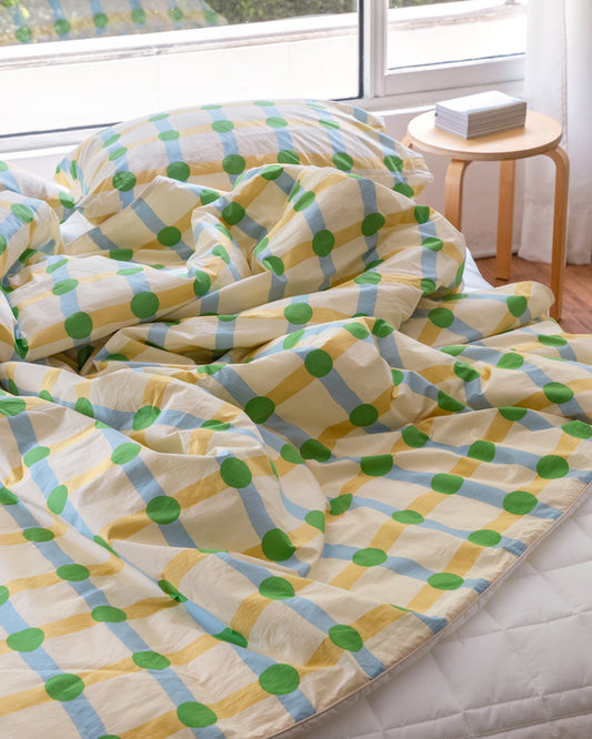 DOT CHECK GREEN ON BEIGE SUMMER COMFORTER