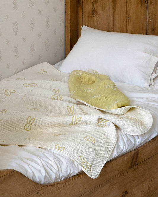 BUNNY BUNNY COTTON MODAL BLANKET - SOFT YELLOW
