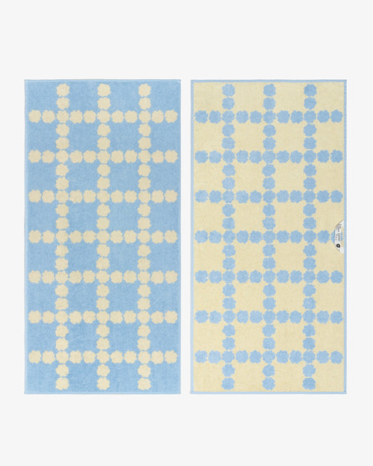 BLOSSOM CHECK FACE TOWEL - SKY BLUE