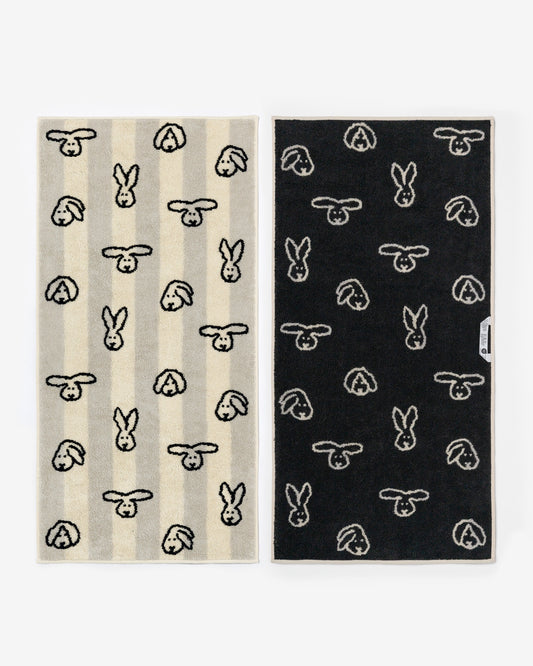 BUNNY BUNNY FACE TOWEL - GREY STRIPE