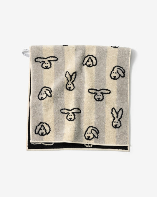 BUNNY BUNNY FACE TOWEL - GREY STRIPE