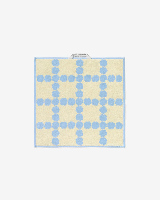 BLOSSOM CHECK HAND TOWEL - SKY BLUE