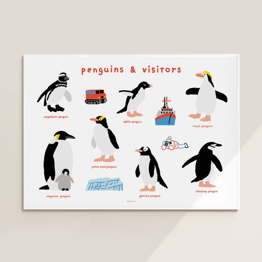 PENGUINS & VISITORS POSTER
