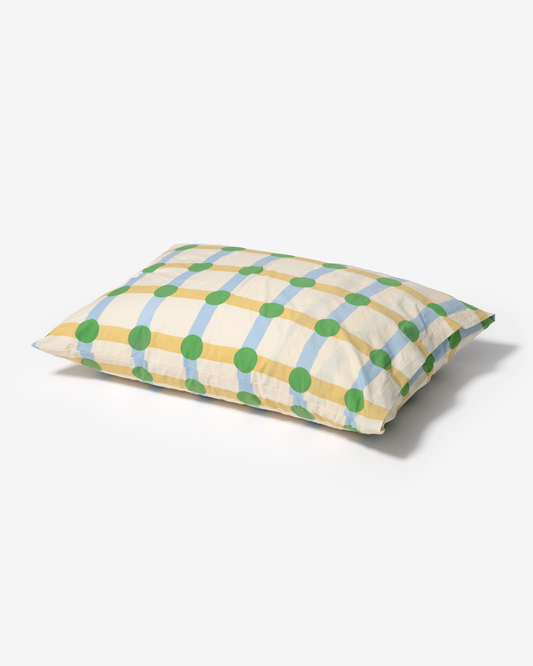 DOT CHECK GREEN ON BEIGE PILLOW CASE (2size)