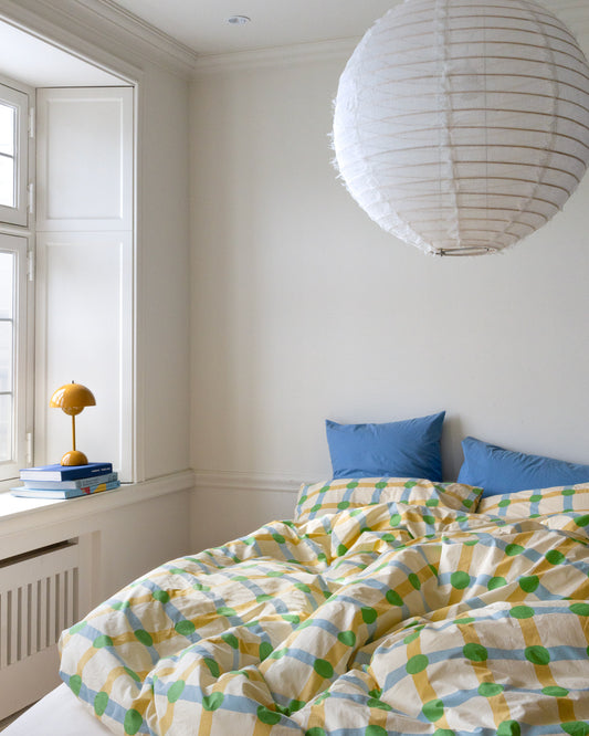 DOT CHECK GREEN ON BEIGE PILLOW CASE (2size)