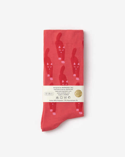 CAT COMING SOCKS - RED