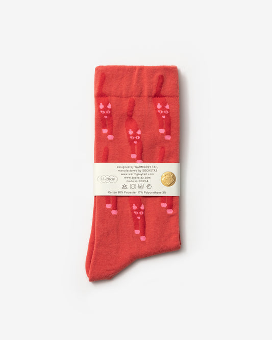 CAT COMING SOCKS - RED