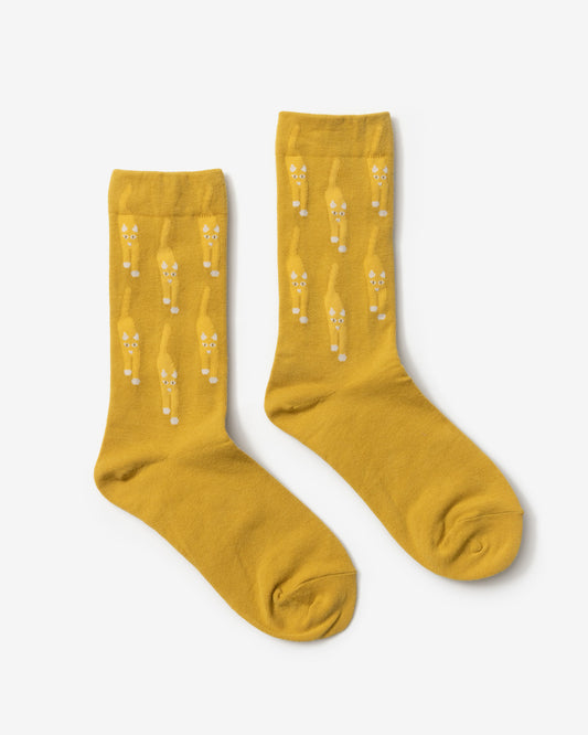 CAT COMING SOCKS - YELLOW