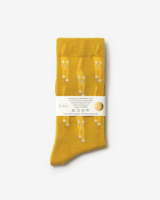 CAT COMING SOCKS - YELLOW
