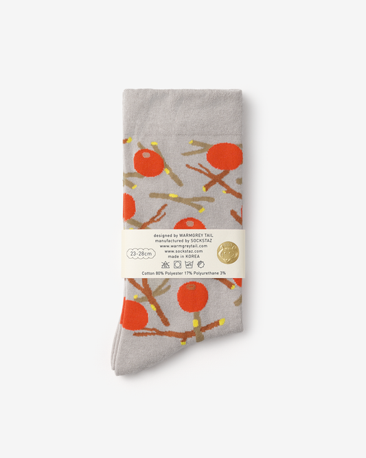 RED FRUIT SOCKS - GREY