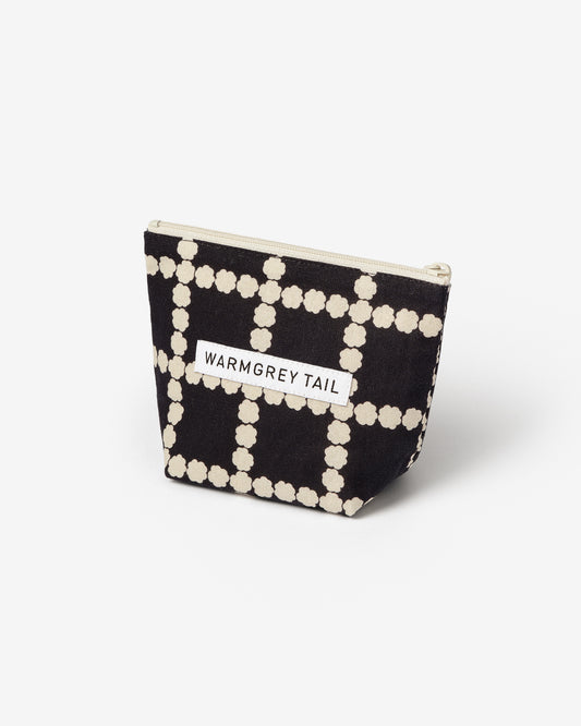 BLOSSOM CHECK STANDING POUCH - BLACK (3size)