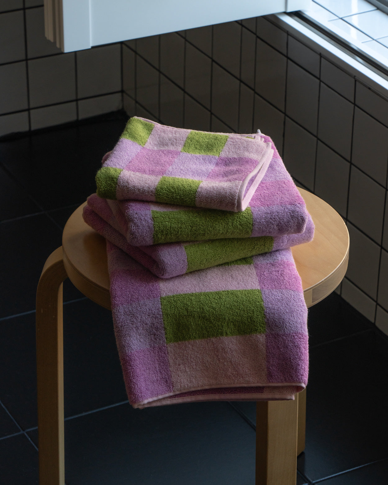 CHECK FACE TOWEL - PINK