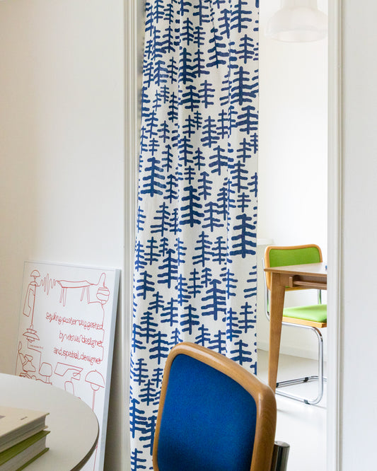 TREE & TREE DOOR CURTAIN - NAVY