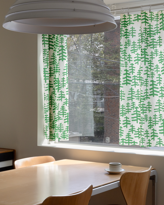 TREE & TREE WINDOW CURTAIN - GREEN