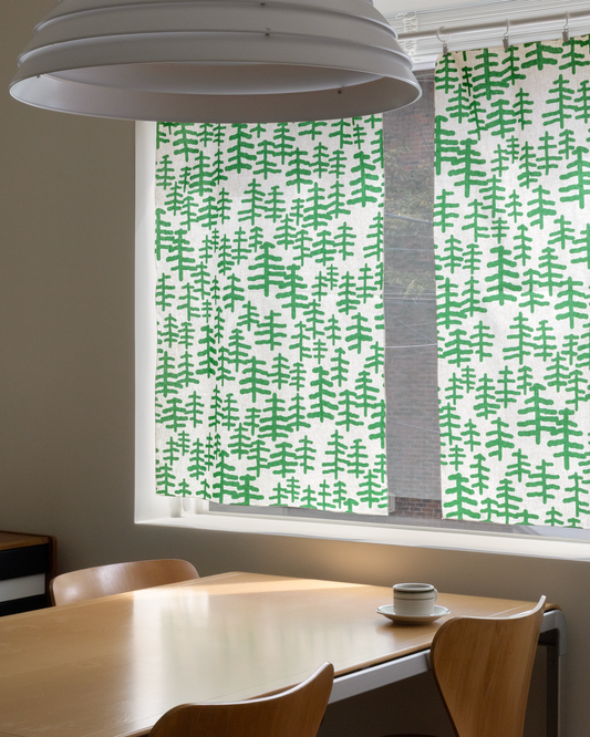 TREE & TREE WINDOW CURTAIN - GREEN