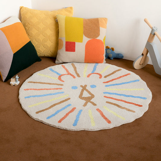 LION RUG - MULTICOLORED LINE ON IVORY