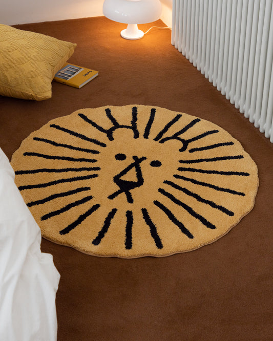 LION RUG - BLACK LINE ON BROWN