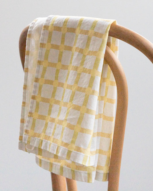 DOT CHECK KITCHEN CLOTH - LEMON ON WARMGREY