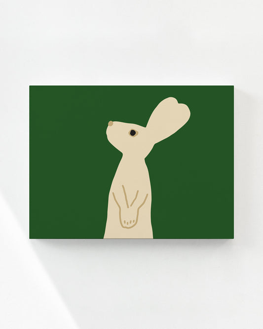 HEART RABBIT - GREEN CANVAS