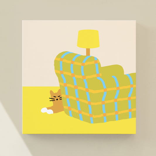 ARMCHAIR SLEEPING CAT CANVAS