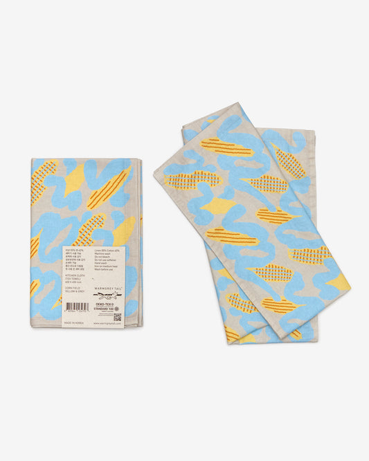 CORN FIELD KITCHEN CLOTH - YELLOW & GREY