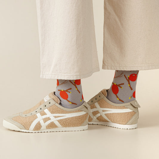 RED FRUIT SOCKS - GREY