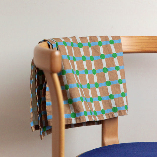 DOT CHECK KITCHEN CLOTH - GREEN ON BRICK