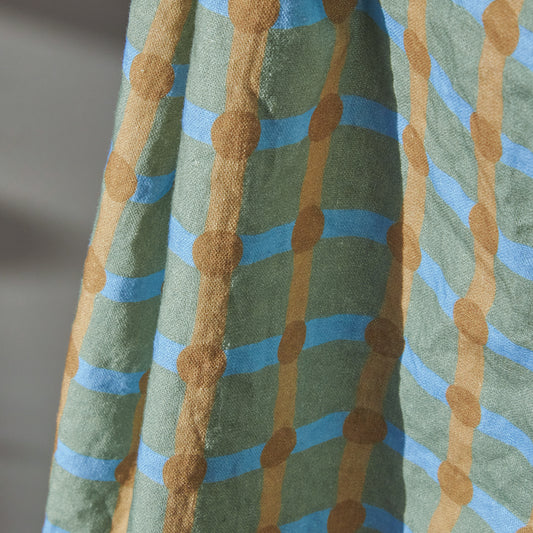 DOT CHECK KITCHEN CLOTH - BROWN ON KHAKI