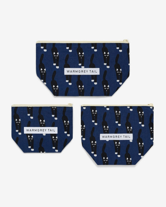 CAT COMING STANDING POUCH - NAVY (3size)