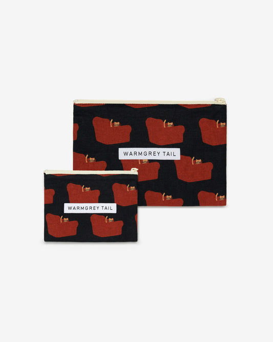 ARMCHAIR FLAT POUCH - RED ON BLACK (2size)