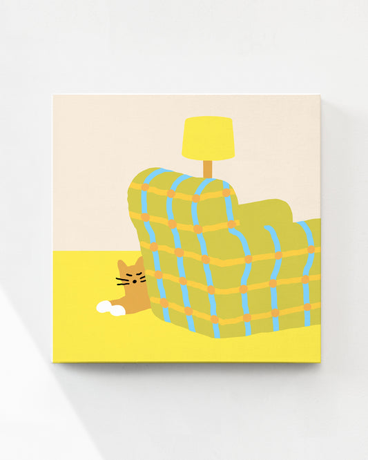 ARMCHAIR SLEEPING CAT CANVAS