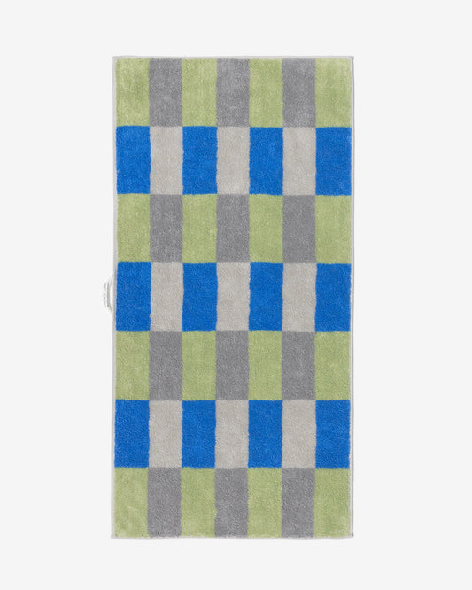 CHECK FACE TOWEL - KHAKI BLUE