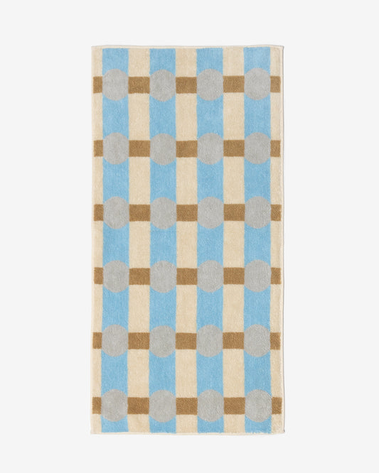 DOT CHECK FACE TOWEL - GREY ON CREAM