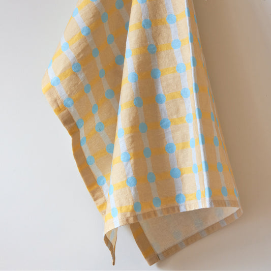 DOT CHECK KITCHEN CLOTH - BLUE ON SAND