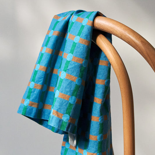 DOT CHECK KITCHEN CLOTH - BLUE ON BLUE
